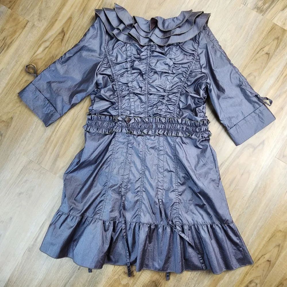 🧵📷☔️💜Daniel Benjamin Metallic Gray Steampunk Lightweight Jacket Medium